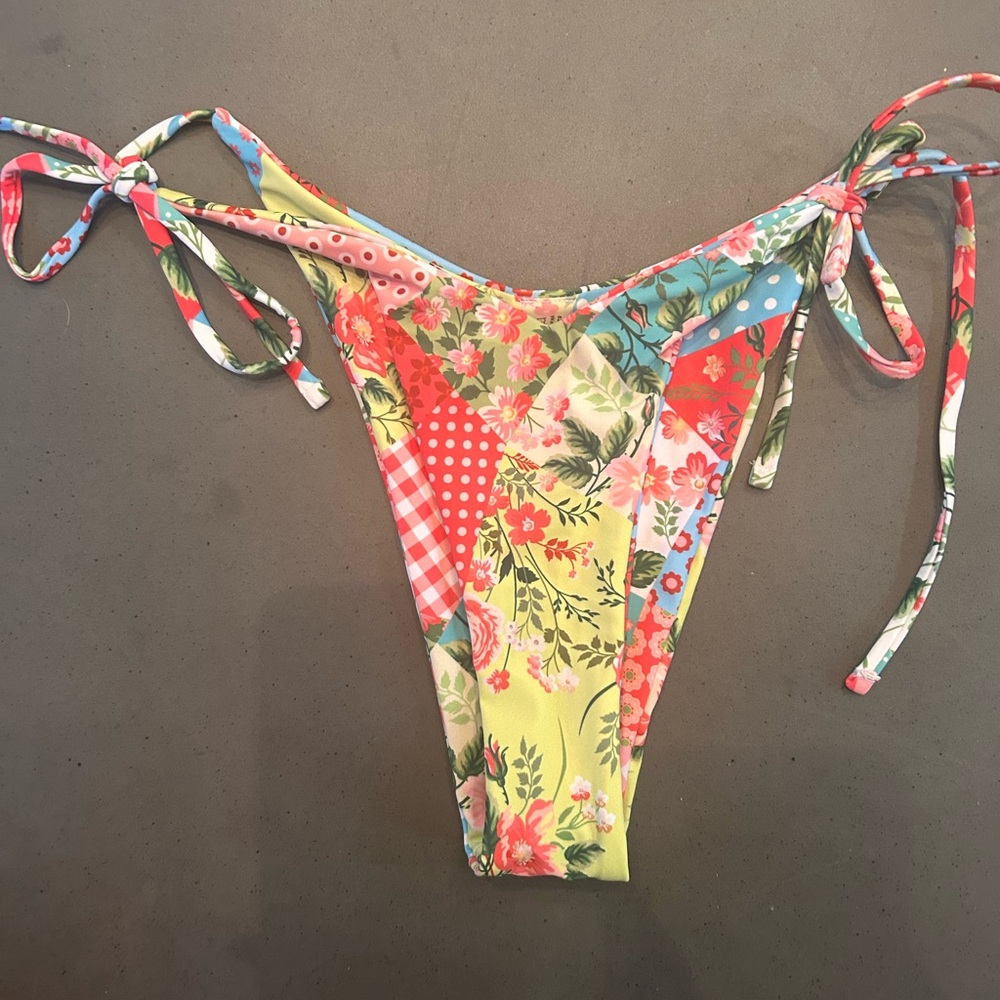 Zara Multicolor Floral Patchwork String Bikini - … - image 2